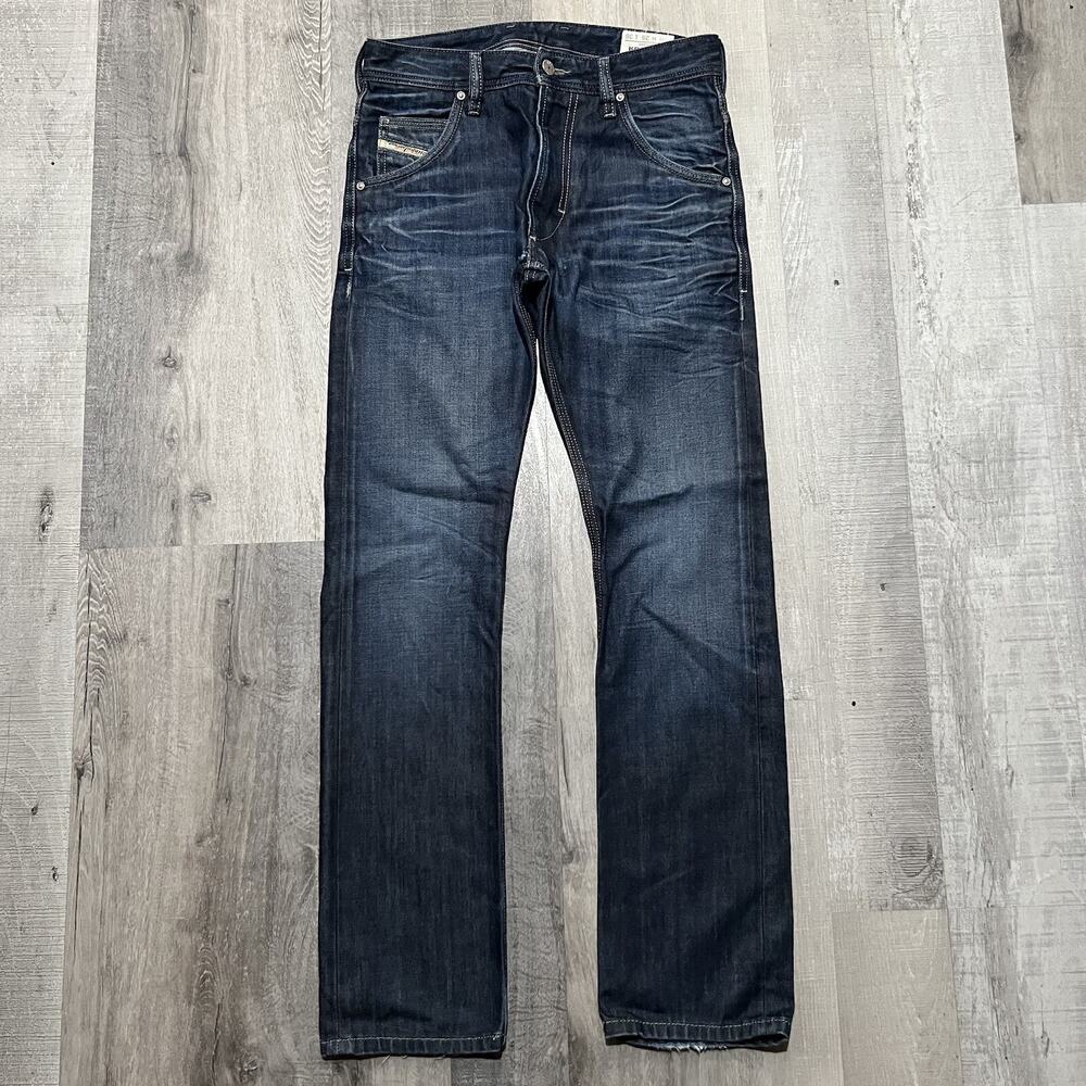 Diesel Krooley Regular Carrot Jeans Faded Raw Denim Distressed Slim Mens 29